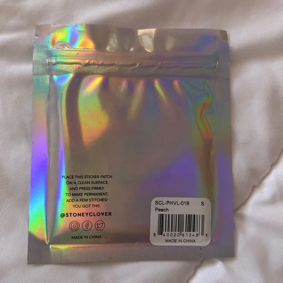 NWT Stoney Clover Lane Denim Varsity Letter S Patch Sticker Peach - Picture 2 of 2